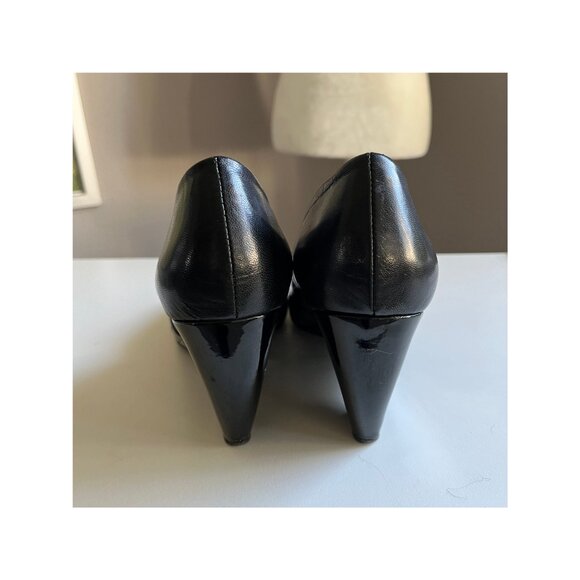 Franco Sarto Black Wedges 3 1/2 Inch Heels Womens Size 9 1/2 Wide - Picture 5 of 9